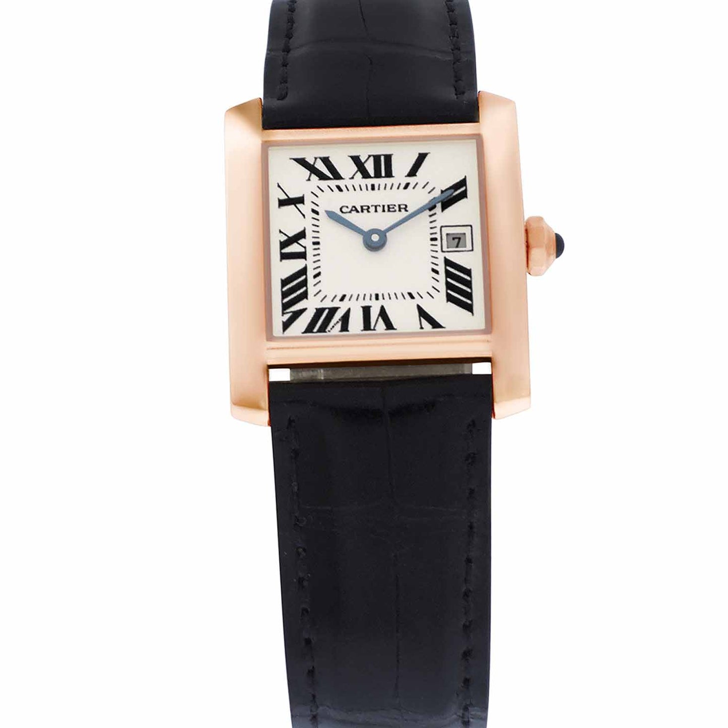 Midsize 18k Rose Gold Cartier Tank Francaise, Date, Strap, Ref. 2466