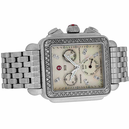 Women's Stainless Steel Michele Diamond Deco Chronograph, Ref. MW06P01A1046