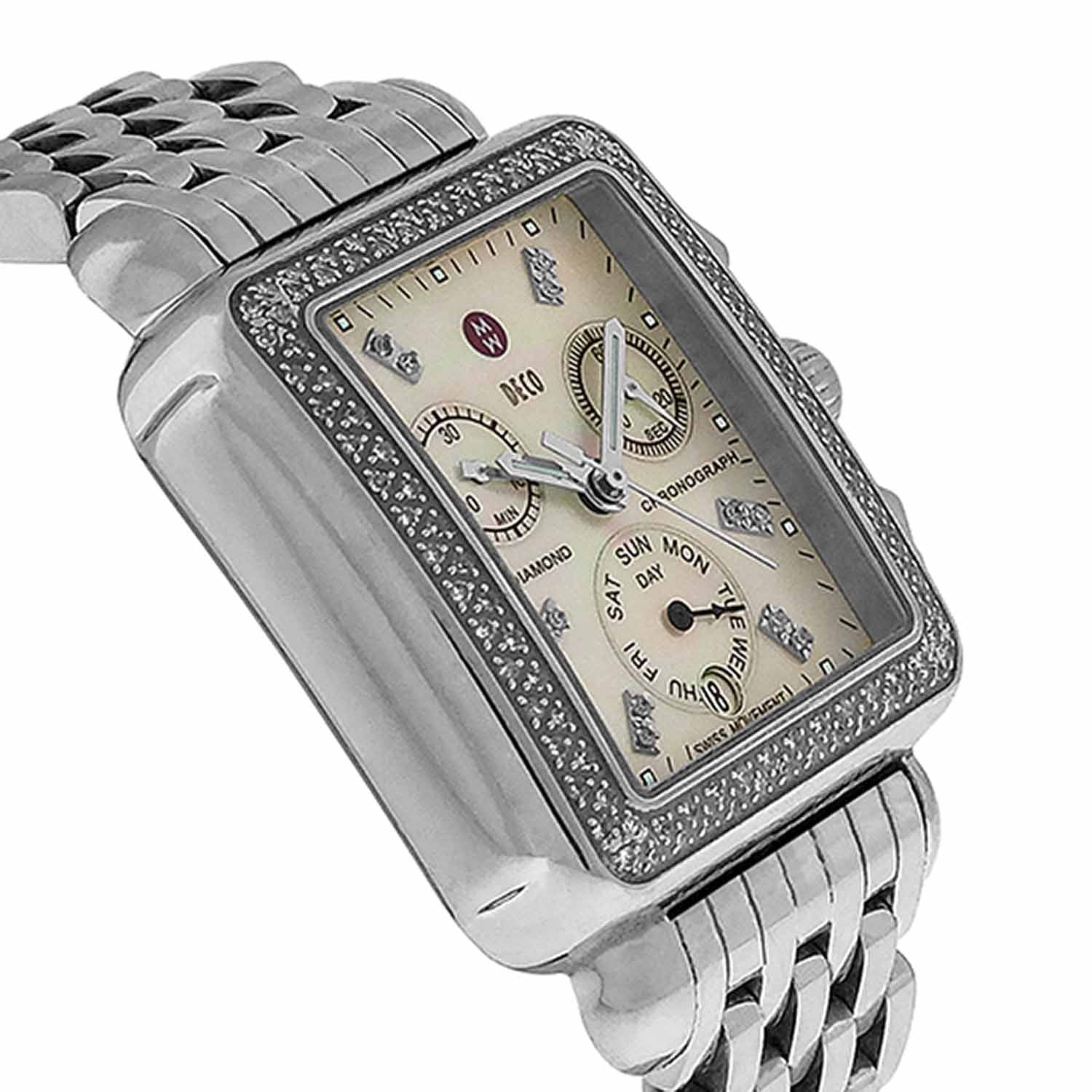 Women's Stainless Steel Michele Diamond Deco Chronograph, Ref. MW06P01A1046