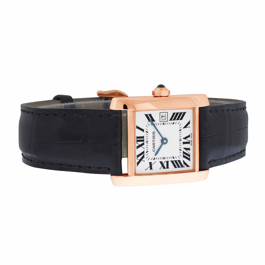 Midsize 18k Rose Gold Cartier Tank Francaise, Date, Strap, Ref. 2466