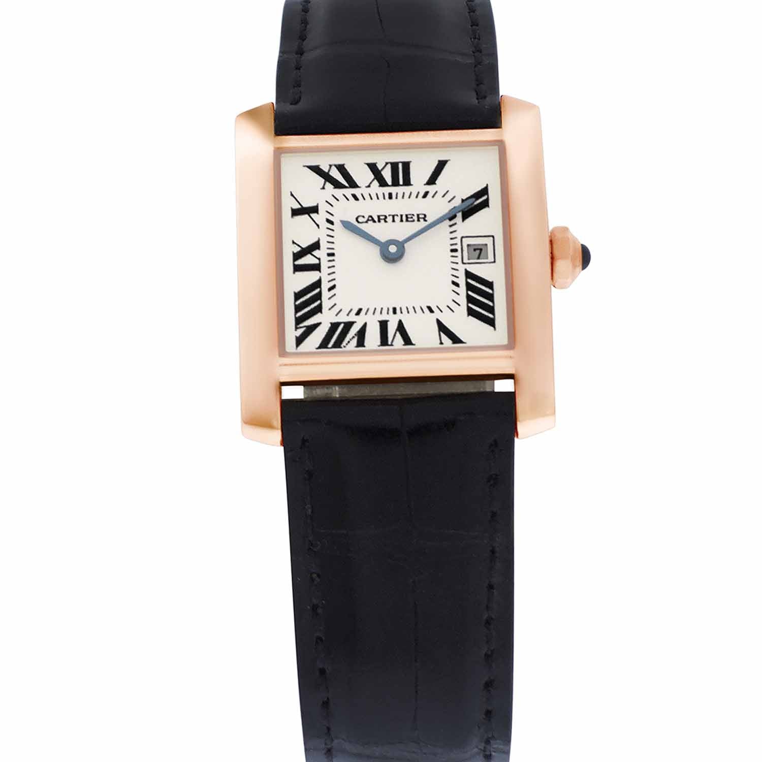 Midsize 18k Rose Gold Cartier Tank Francaise, Date, Strap, Ref. 2466