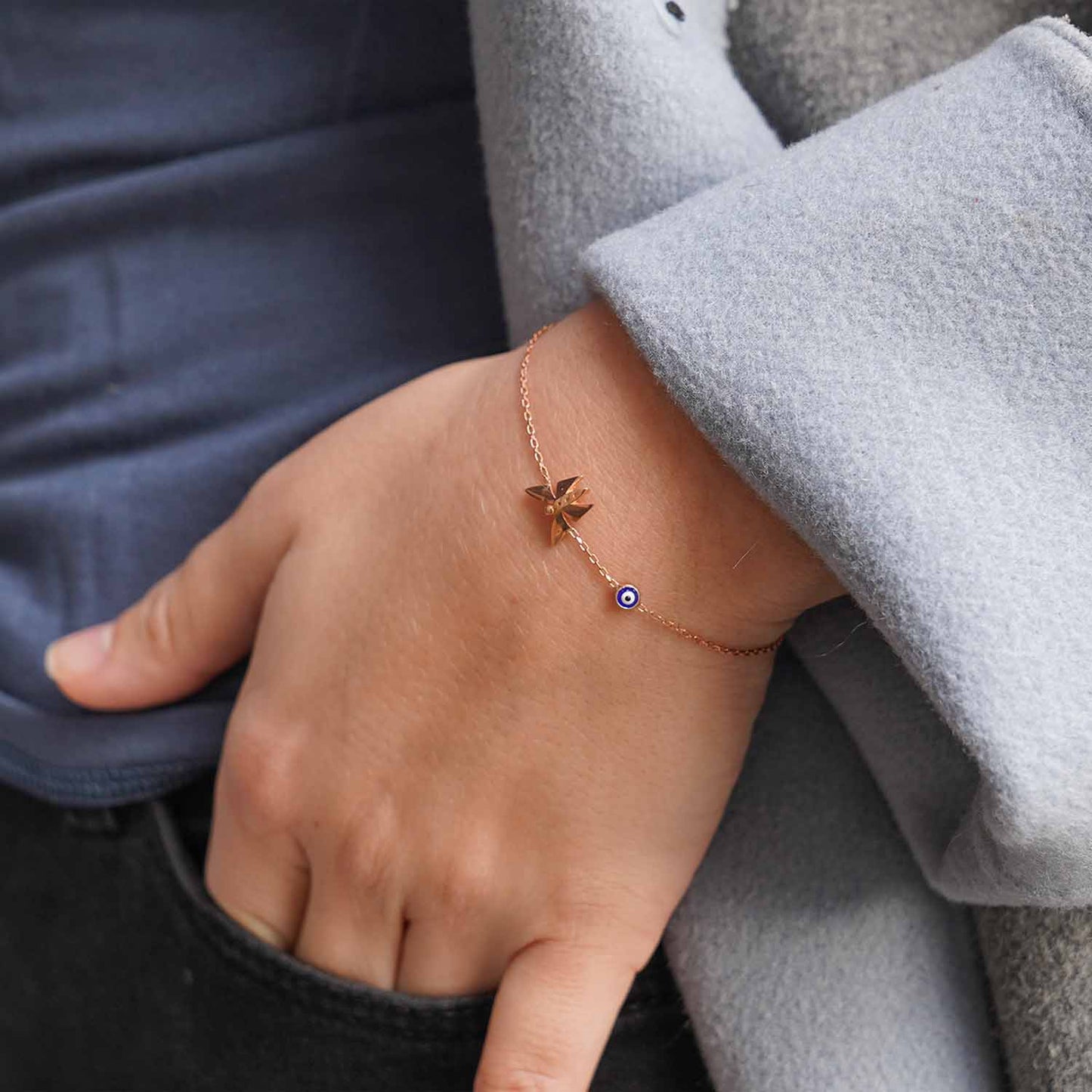 Butterfly & Eye Charm Bracelet