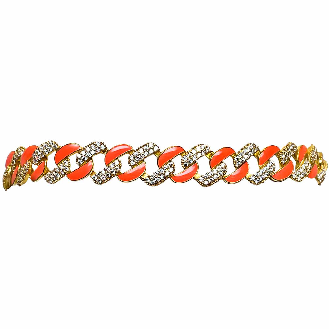 Orange Enamel & CZ Bracelet