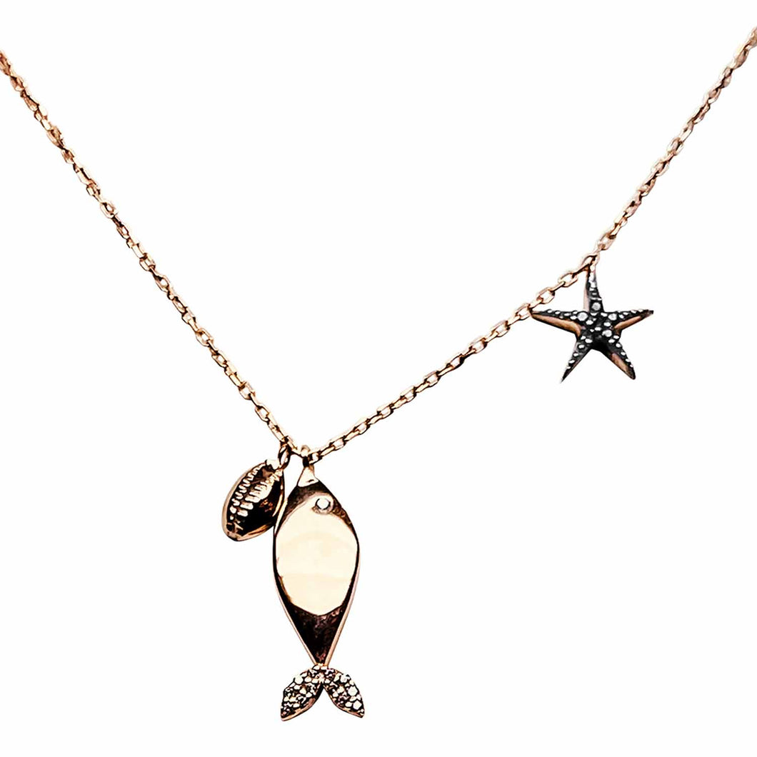 Fish, Starfish & Shell Pendant Necklace
