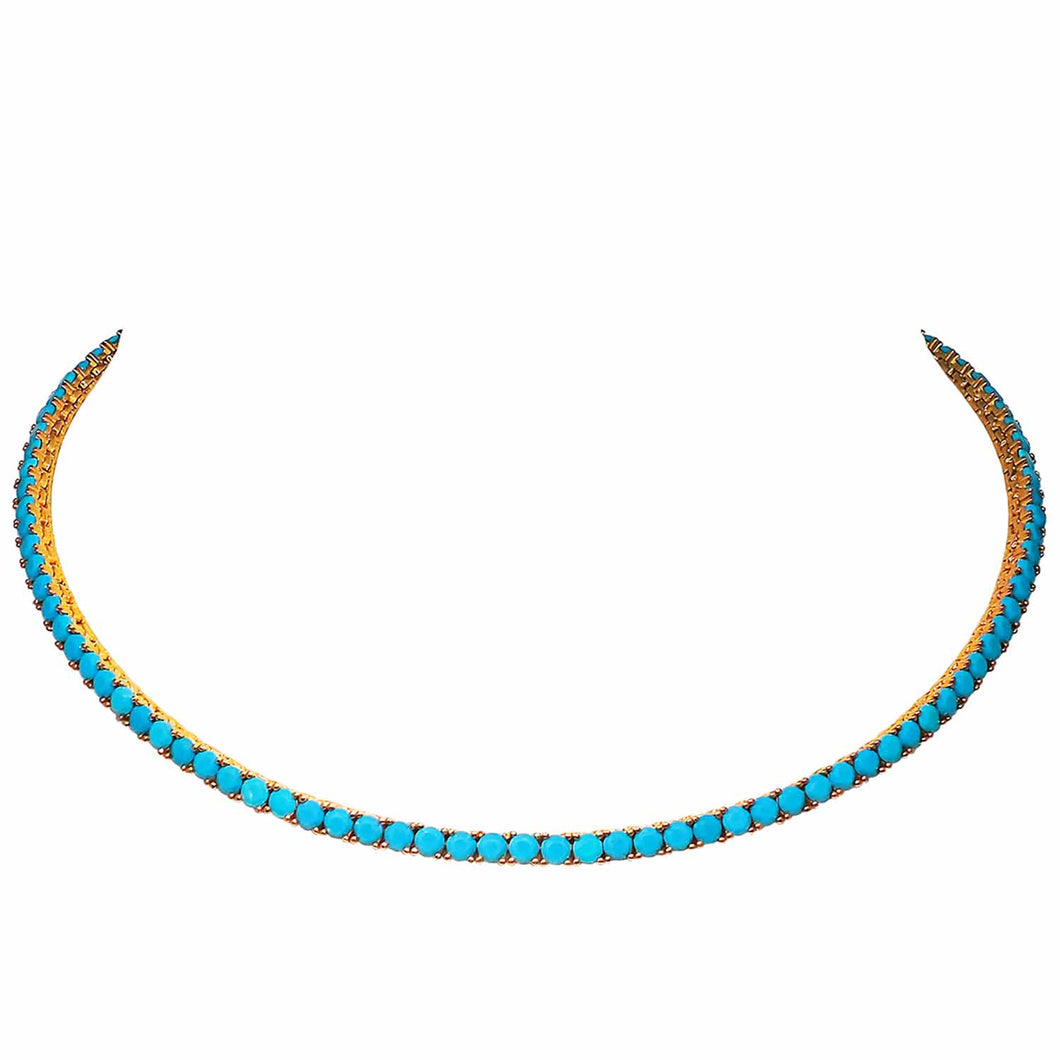 Turquoise Zircon Choker Necklace